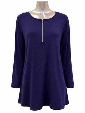 Orange Almost Naked Navy Zip Tunic Top L/XL